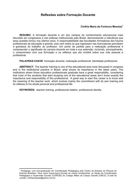 Reflexões sobre Formação Docente - Portal de Ensino do Exército