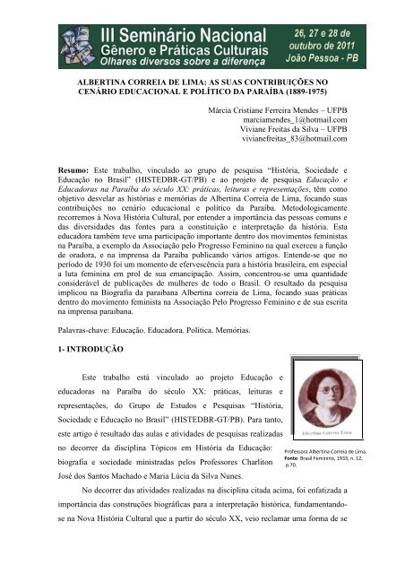 ALBERTINA CORREIA DE LIMA AS SUAS ... - Itaporanga.net