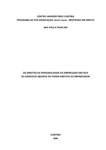 Ana Paula Pavelski - Teses e Dissertações - Unicuritiba