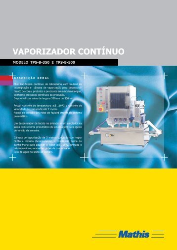 VAPORIZADOR CONTÍNUO - MATHIS Aparelhos de Laboratório ...