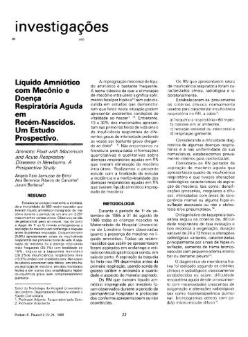 líquido amniótico com mecônio e doença respiratória aguda