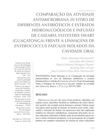 comparação da atividade antimicrobiana in vitro de diferentes ... - USC