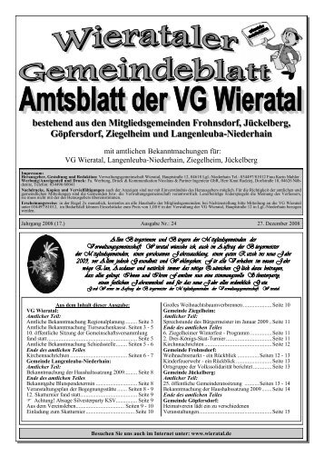 bestehend aus den Mitgliedsgemeinden Frohnsdorf ... - Wieratal