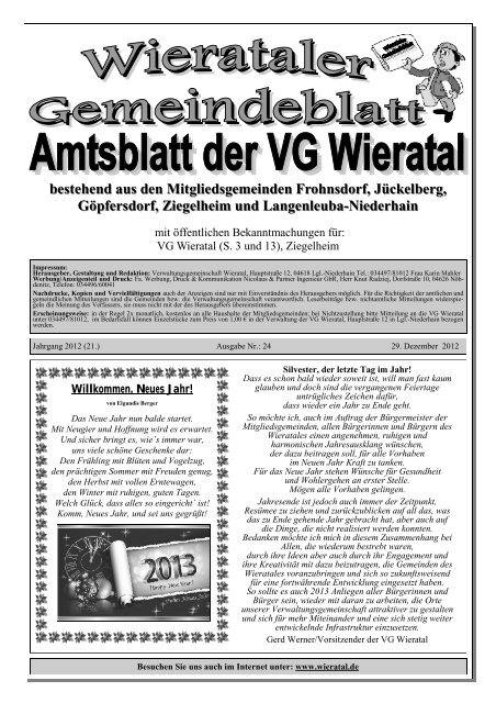 Ausgabe 24/2012 vom 29.12.2012 - Wieratal