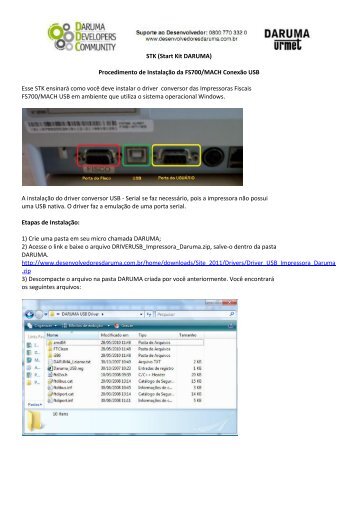 Instalação das impressoras FS700/MACH com conexão USB - daruma