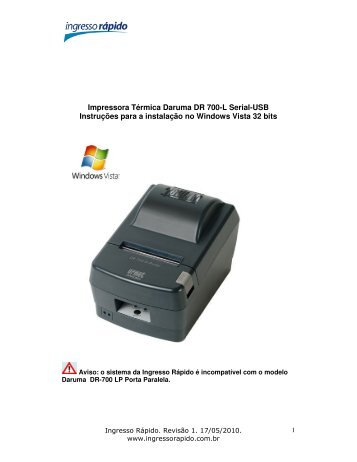 Drivers Mini Impressoras Daruma DR700/DR600/DS300/DS348