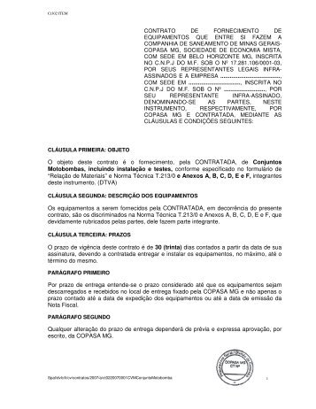 contrato de fornecimento de equipamentos que entre si ... - Copasa