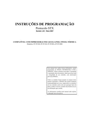 INSTRUÇÕES DE PROGRAMAÇÃO(1-03) - Sweda