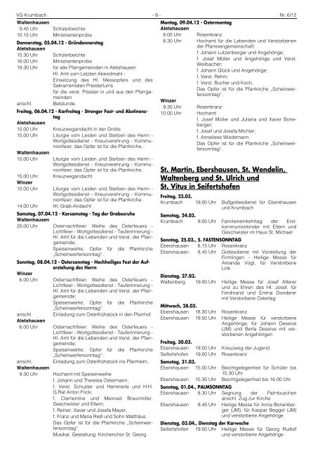 Jahrgang 34 Freitag, den 23. März  2012 Nummer 6 - Wiesenbach