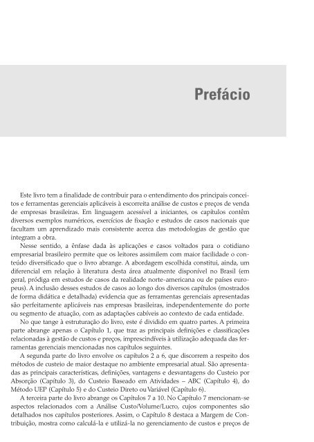 conceitos e classificações de custos - Editora Saraiva