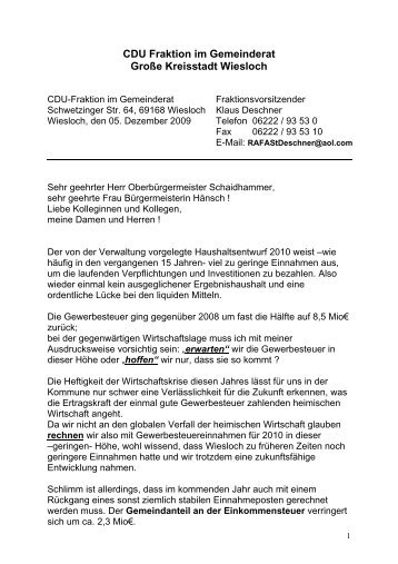 CDU-Fraktion, Klaus Deschner - Wiesloch