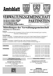 Mitteilungen der Verwaltungsgemeinschaft - Partenstein