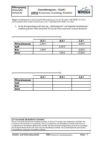 GaststÃ¤ttengesetz â GastG OHNE Konzession, Gestattung ...