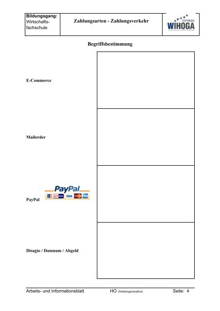 Zahlungsarten - Zahlungsverkehr Begriffsbestimmung