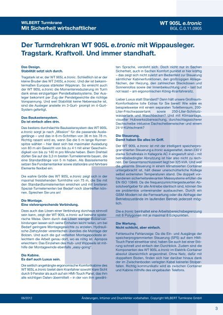 Download Broschüre WT 905L e.tronic - Wilbert Kranservice GmbH