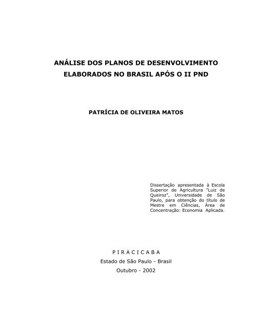 Dissertação de Mestrado sobre Planos Econômicos Brasileiros