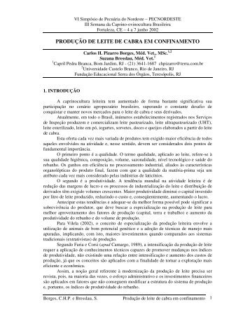 Produção de leite de cabra em confinamento - Faculdade de ...