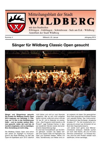 Sänger für Wildberg Classic Open gesucht