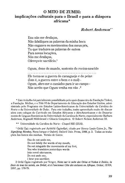 O MITO DE ZUMBI: implicações culturais para o ... - Revista Afro-Ásia