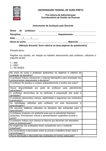 Instrumento 3 - Avaliação pelo discente - proad