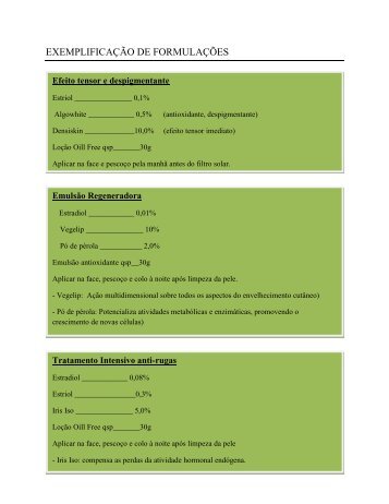 EXEMPLIFICAÇÃO DE FORMULAÇÕES - biofarma