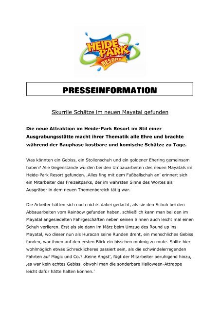 Presseinformation Heide Park