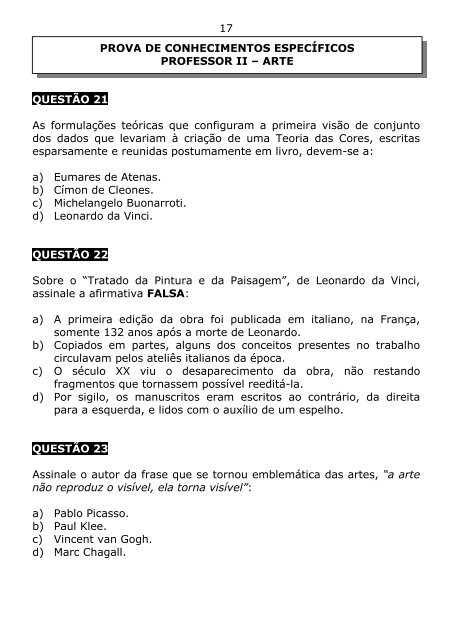 17 QUESTÃO 21 As formulações teóricas que configuram ... - Fumarc