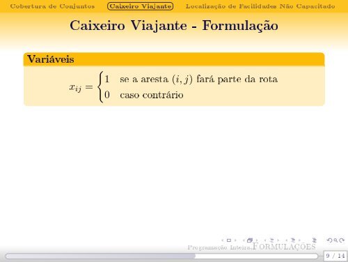 Programação Inteira Formulações - Decom