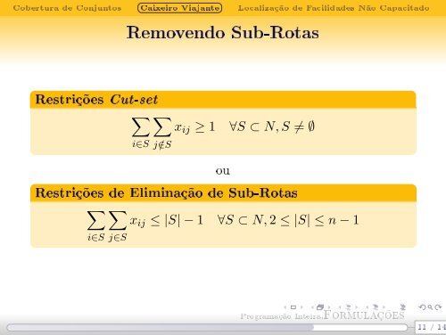 Programação Inteira Formulações - Decom