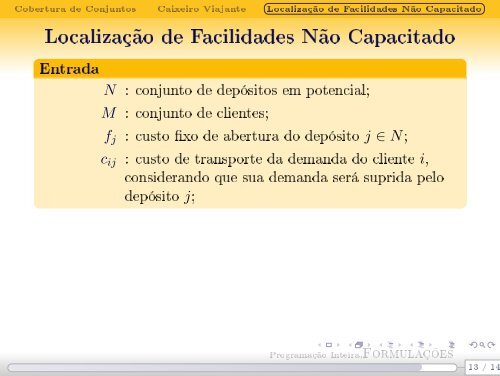 Programação Inteira Formulações - Decom