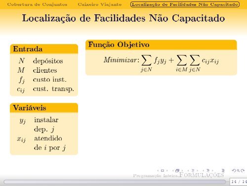 Programação Inteira Formulações - Decom