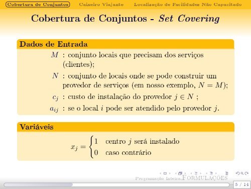 Programação Inteira Formulações - Decom