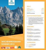 Wochenprogramm Sommer 2012 - Hotel Hochfilzer