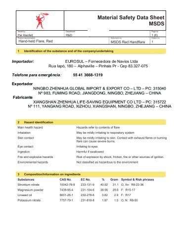 Material Safety Data Sheet MSDS - EUROSUL