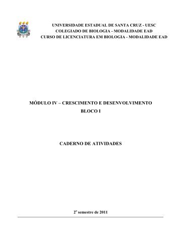 módulo iv – crescimento e desenvolvimento bloco i ... - EAD - Uesc