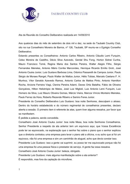 Ata da Reunião do Conselho Deliberativo realizada em 07/08/2007