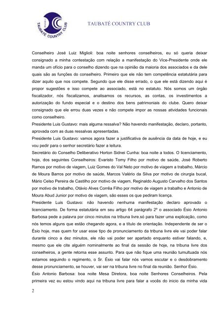 Ata da Reunião do Conselho Deliberativo realizada em 07/08/2007