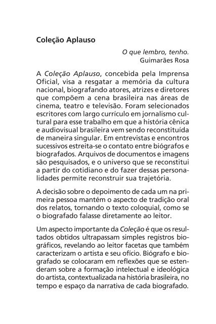 baixar em PDF - Coleção Aplauso - Imprensa Oficial