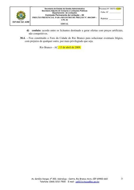 OBJETO: Registro de Preços para contratação de empresa ...