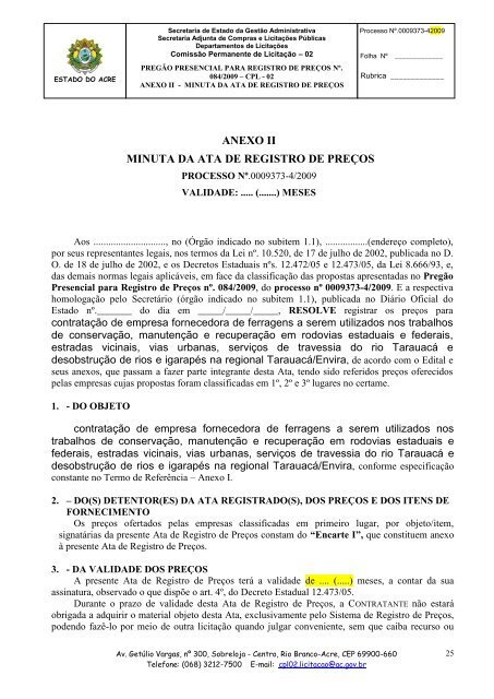 OBJETO: Registro de Preços para contratação de empresa ...