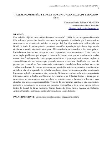 trabalho, opressão e língua: por uma análise do conto “a enxada”