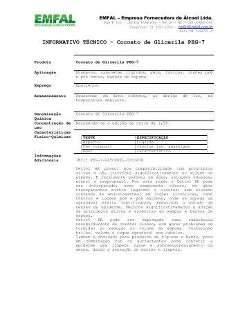 INFORMATIVO TÉCNICO - Cocoato de Glicerila PEG-7 - EMFAL