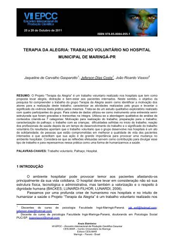 TERAPIA DA ALEGRIA: TRABALHO VOLUNTÁRIO NO ... - Cesumar