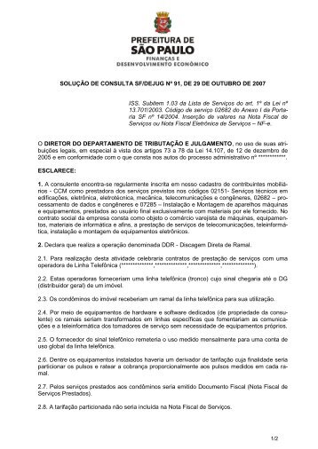 Solução de Consulta SF/DEJUG nº 91, de 29 de outubro de 2007