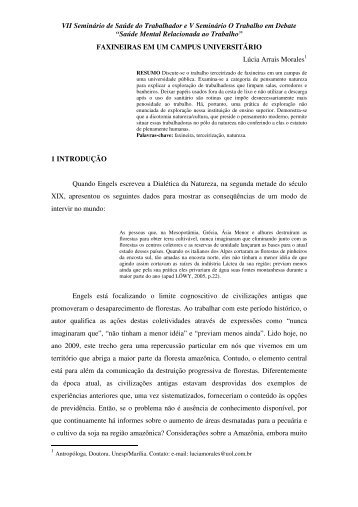 VII Seminário de Saúde do Trabalhador e V Seminário O Trabalho ...