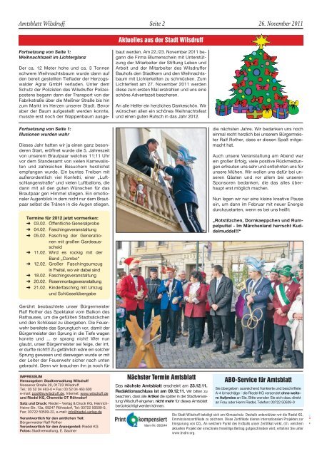 Amtsblatt Dezember 2011, Erscheinungstag - Stadt Wilsdruff