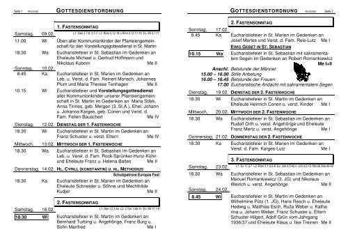 GOTTESDIENSTORDNUNG Samstag, 09.02. 11.00 Wi Üben aller ...