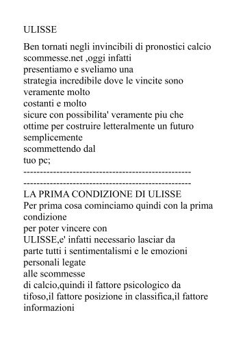 ULISSE Ben tornati negli invincibili di pronostici ... - sito di ancastel