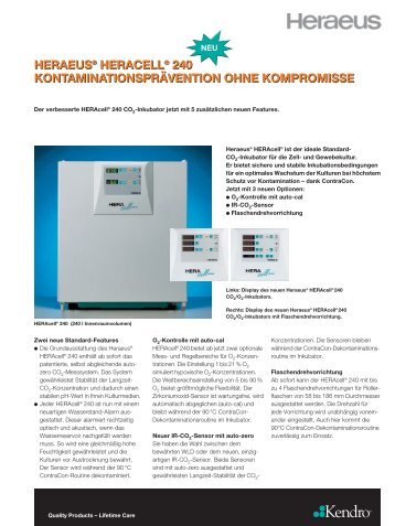 heraeus® heracell® 240 kontaminationsprävention ohne ... - Windaus