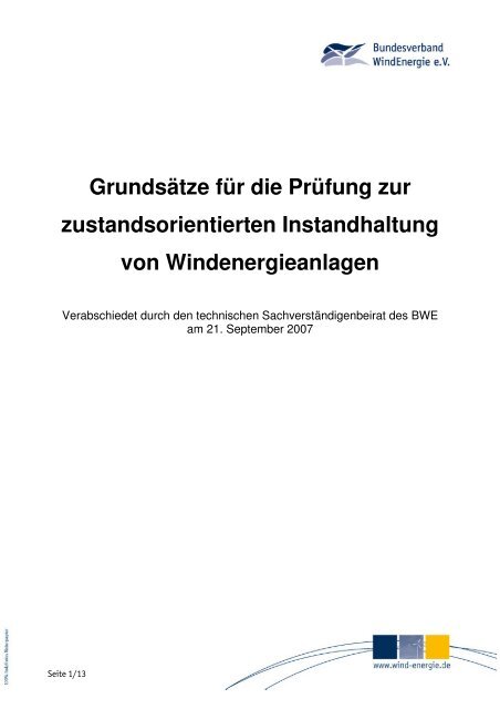 Grundsätze für die Prüfung zur zustandsorientierten Instandhaltung